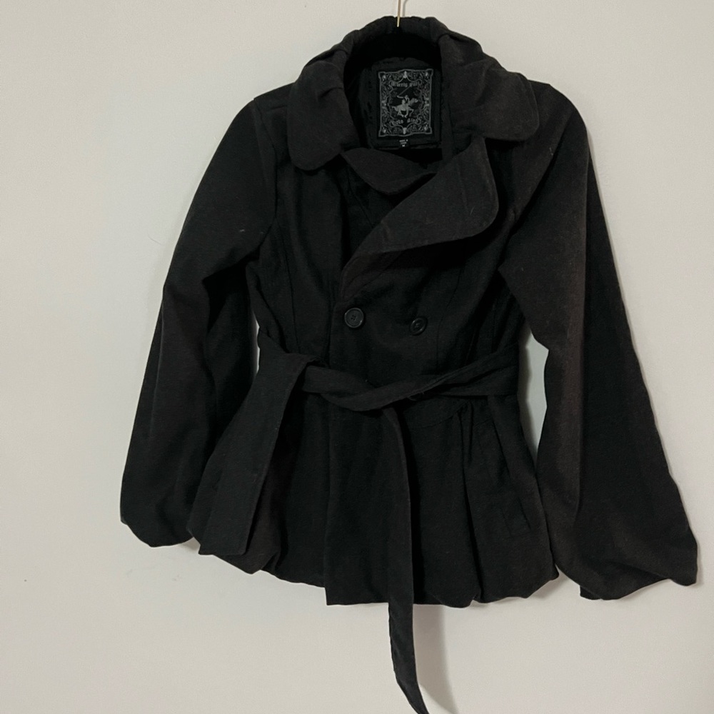 beverly hills polo club slate grey belled coat